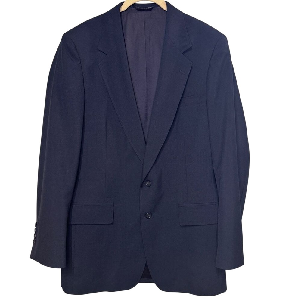 Vintage Oakton Ltd Men's Wool Blazer Suit‎ Jacket Navy Blue 40L
